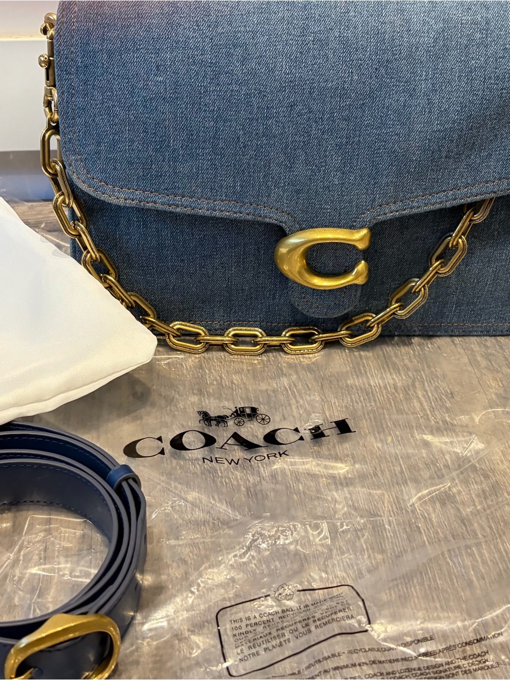 Coach Denim Tabby 30 Shoulder Bag with Gold Hardware - Picture 12 of 15